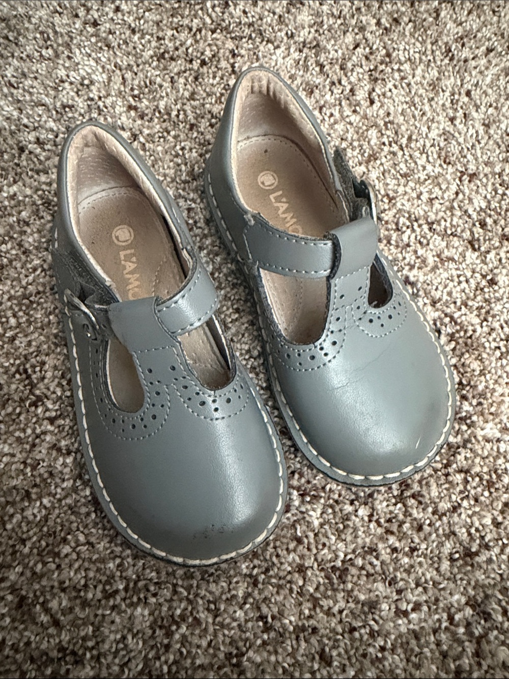 Gray L'Amour Frances T-Strap Perforated Mary Jane - Size 8